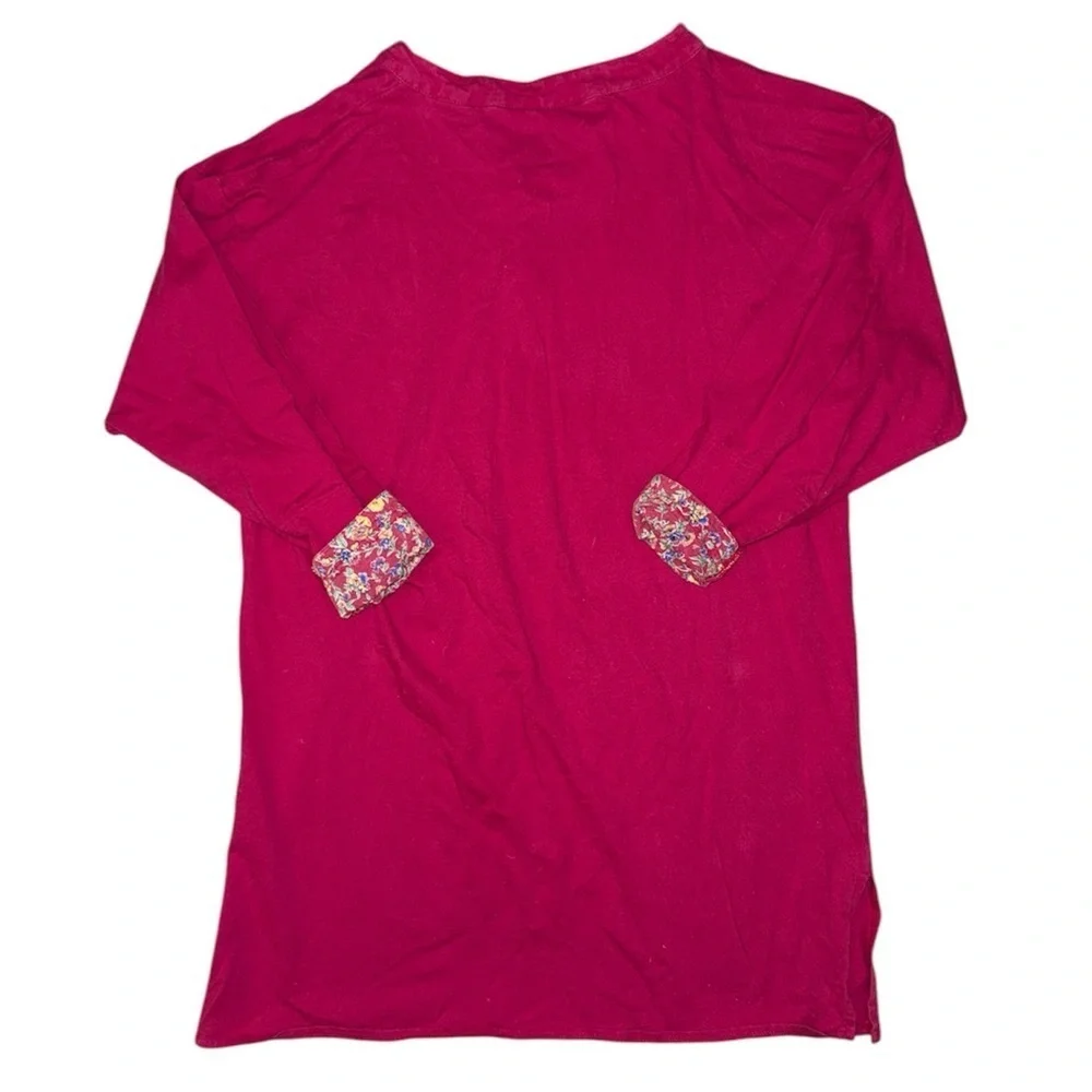 Victoria’s Secret gold label magenta pink floral lined print Henley women’s M/L - Picture 2 of 6